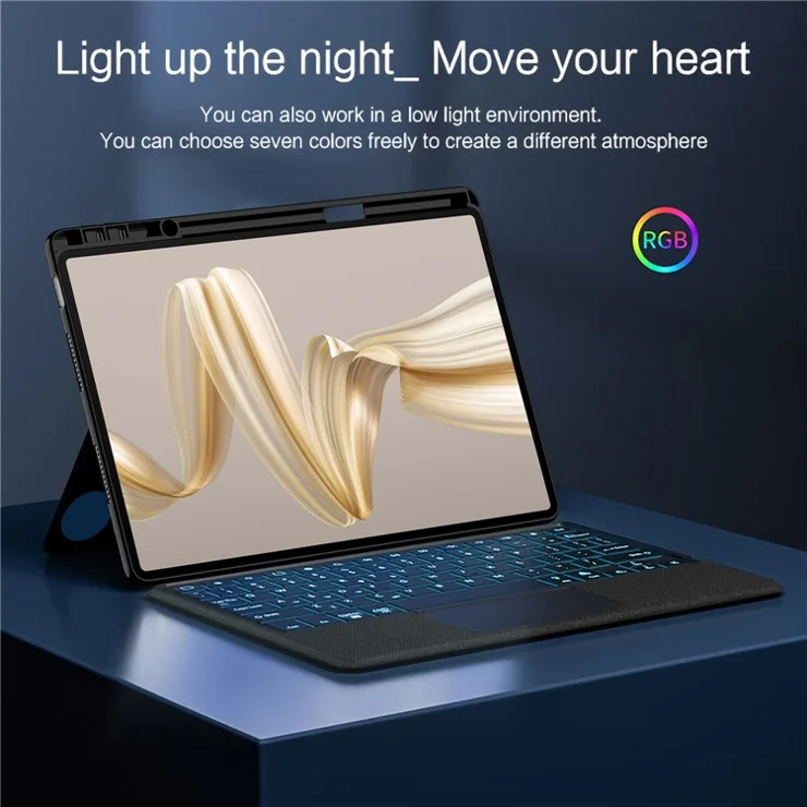 For Huawei MatePad Pro 12.2 (2024) Leather Case + Bluetooth-compatible Keyboard with Backlight Trackpad