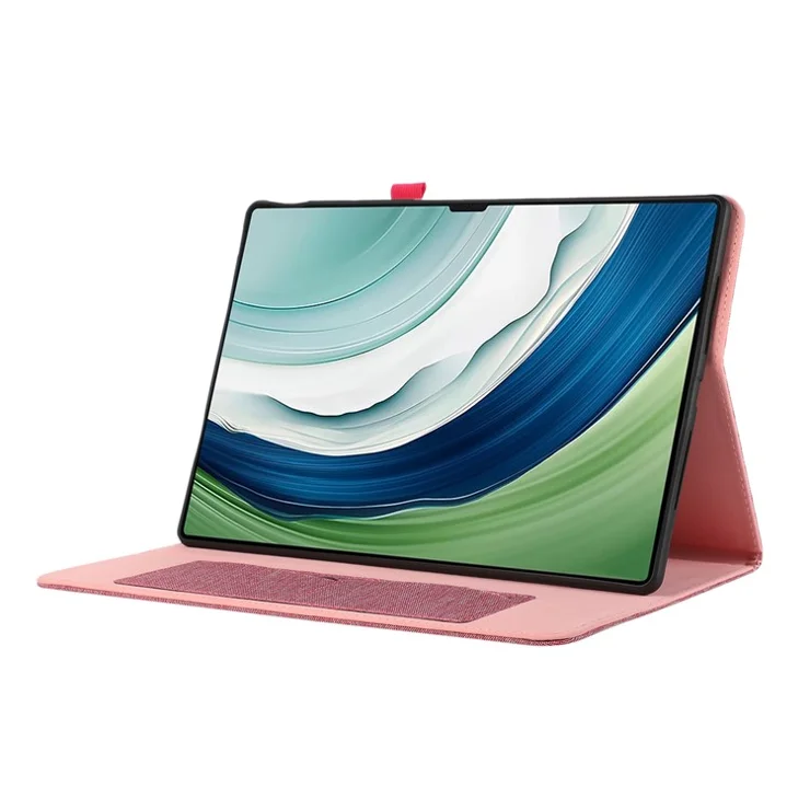 For Huawei MatePad Pro 12.2 (2024) Leather Case Card Holder Cloth Texture Tablet Stand Cover - Pink