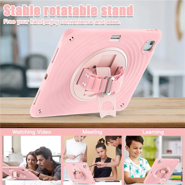 For iPad Air 13 (2025) / (2024) / Pro 12.9 (2022) / (2021) / (2020) / (2018) Case Kickstand TPU+PC+Silicone Tablet Cover - Pink