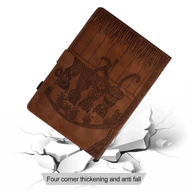 For Samsung Galaxy Tab S9 Case Cats Imprinted PU Leather Card Slots Tablet Cover - Brown
