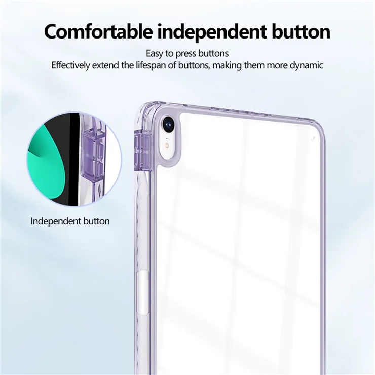 For iPad Air 13 (2025) / (2024) Case Clear TPU Tablet Protective Cover with Pen Slot - Purple
