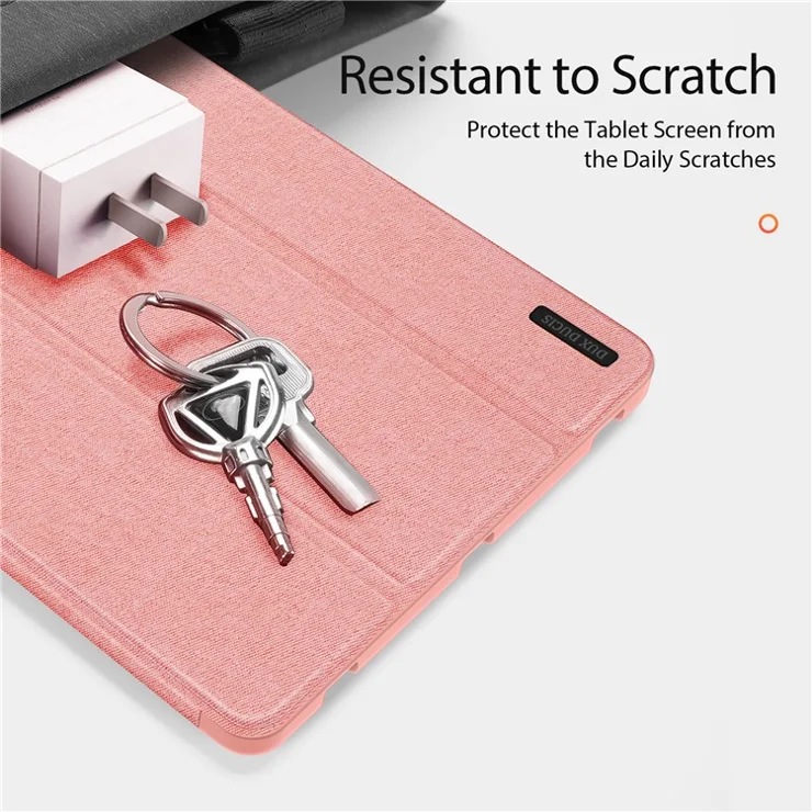 DUX DUCIS Domo Series for Samsung Galaxy Tab S10+ / S9+ / S9 FE+ Case Tri-Fold Stand Leather Cover Auto Wake / Sleep - Pink