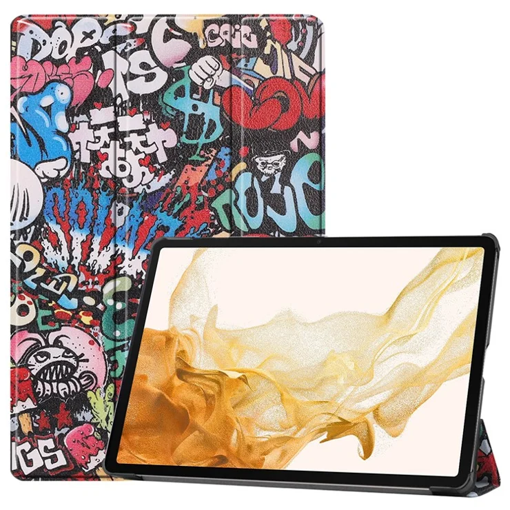 For Samsung Galaxy Tab S10+ Case Pattern Print Leather Stand Tablet Cover - Graffiti