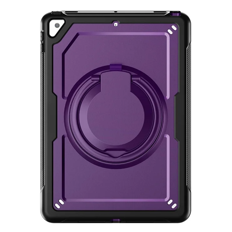 For iPad 10.2 (2021) / (2020) / (2019) / iPad Pro 10.5-inch (2017) / iPad Air 10.5 inch Case with Strap Kickstand PC+TPU Tablet Cover - Purple
