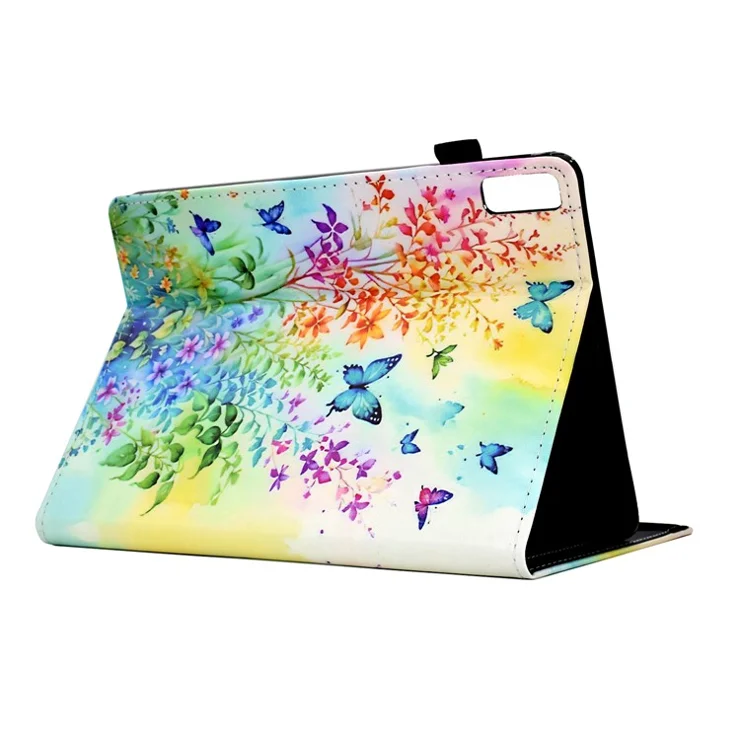 For Lenovo Tab P11 Gen 2 TB-350 / Xiaoxin Pad Plus (2023) Case Pattern Printing Card Holder Leather Tablet Stand Cover - Flowers and Butterflies