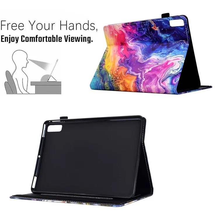 For Lenovo Tab P11 Gen 2 TB-350 / Xiaoxin Pad Plus (2023) Case Pattern Printing Card Holder Leather Tablet Stand Cover - Marble Pattern