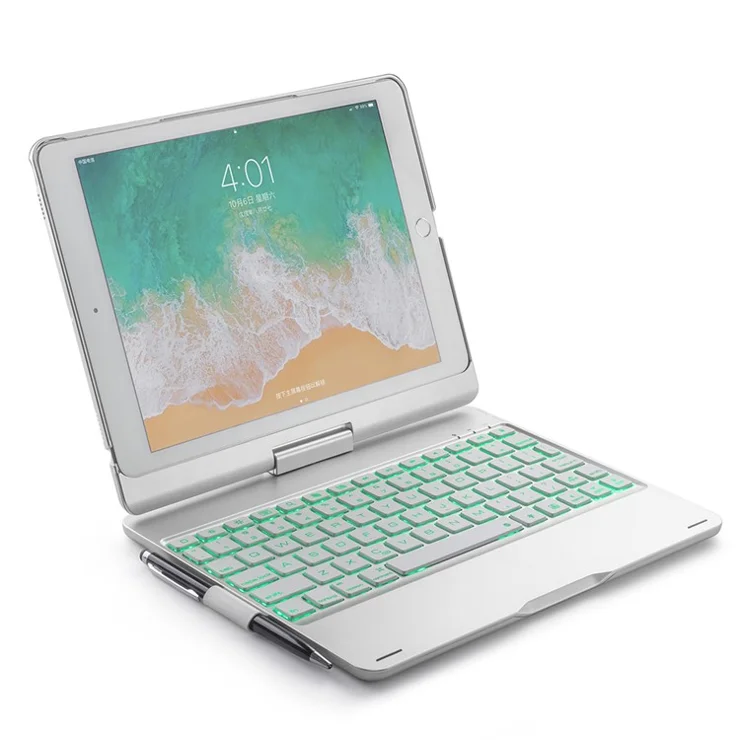 Trackpad Backlight Keyboard for iPad 9.7-inch (2018) / (2017) / iPad Pro 9.7 inch (2016) / iPad Air 2 / Air (2013) Tablet Case - Silver