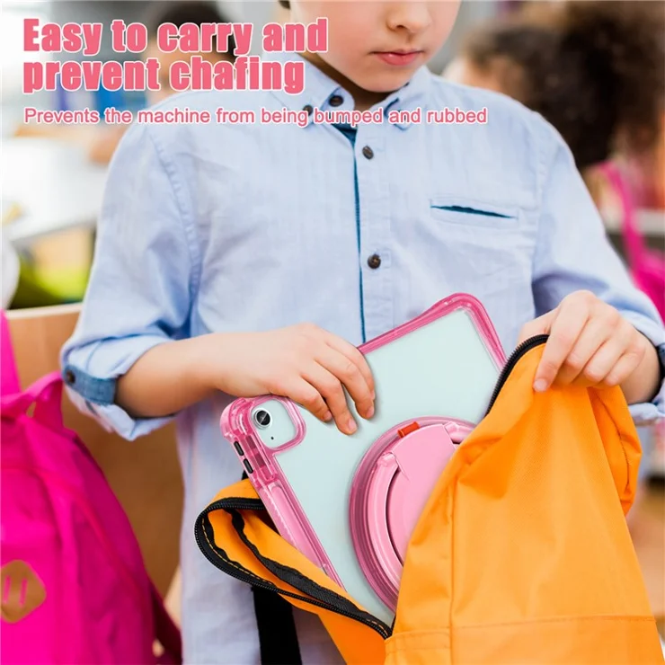 For iPad Air 13 (2025) / (2024) / Pro 12.9 (2022) / (2021) / (2020) / (2018) Case with Shoulder Strap Kickstand Tablet Cover - Rose