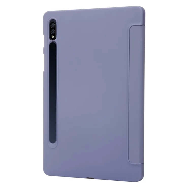 For Samsung Galaxy Tab S10+ Case PU Leather+Silicone Tri-Fold Stand Tablet Cover - Purple