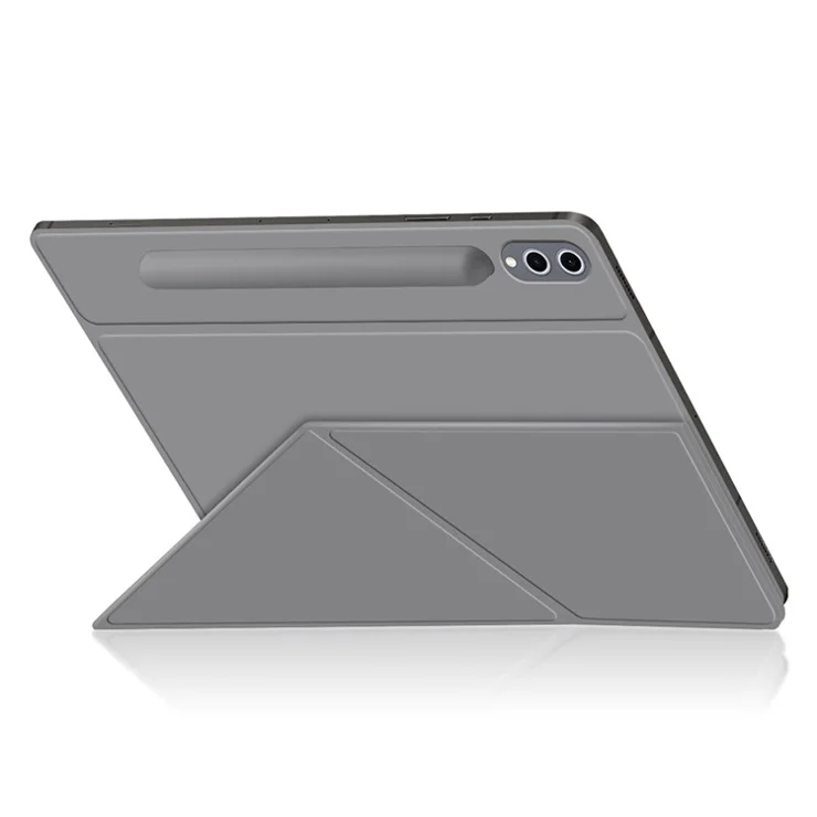For Samsung Galaxy Tab S10+ / S9+ Case Origami Stand PU Leather Magnetic Tablet Cover - Grey