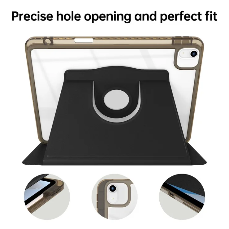 Tablet Case For iPad Air 13 (2025) / (2024) / Pro 12.9 (2022) / (2021) / (2020) PU Leather Rotating Clear Cover Auto Wake / Sleep - Black