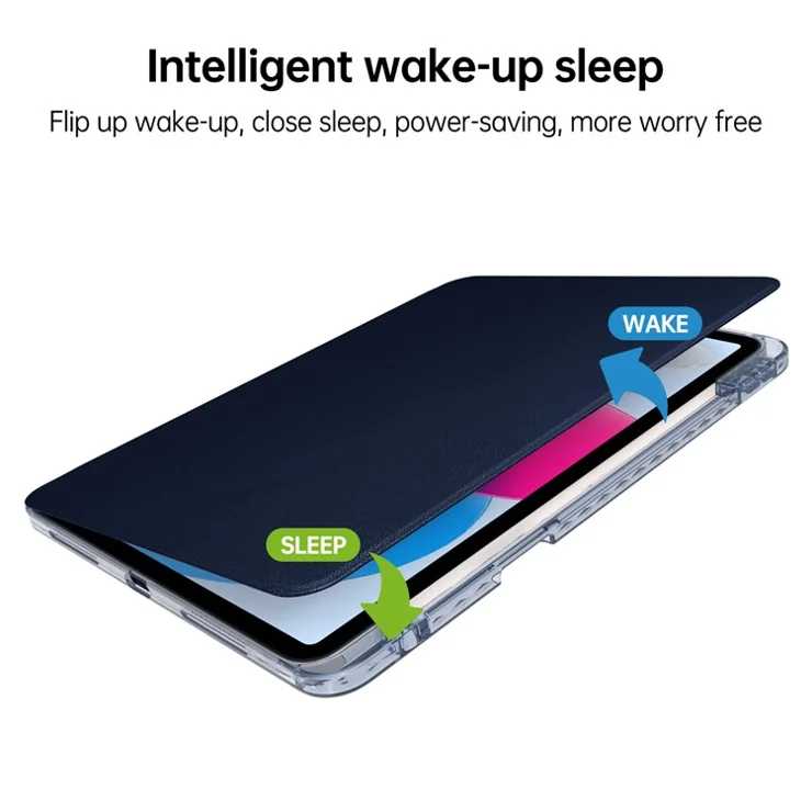 Tablet Case For iPad Air 13 (2025) / (2024) / Pro 12.9 (2022) / (2021) / (2020) PU Leather Rotating Clear Cover Auto Wake / Sleep - Dark Blue