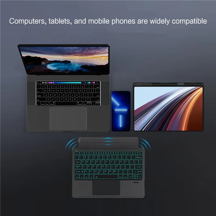 For Honor Pad GT Pro Leather Case + Bluetooth-compatible Keyboard with Backlight Trackpad
