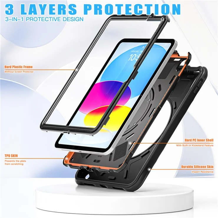 For iPad (2025) / 10.9 (2022) Case Kickstand PC+Silicone+TPU Tablet Cover