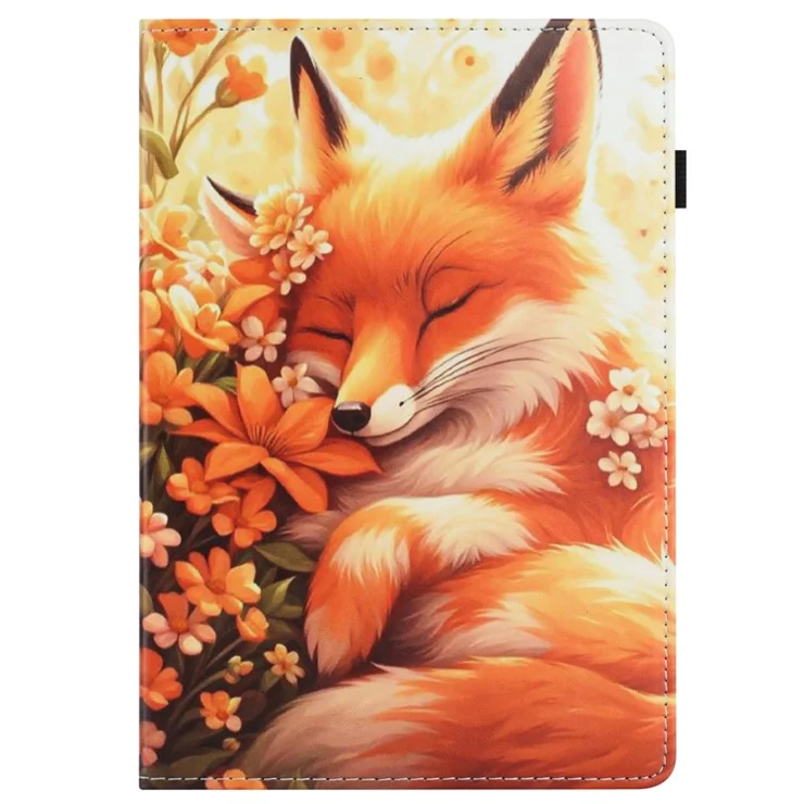 Tablet Case For Amazon Fire HD 10 (2021) / HD 10 Plus (2021) Pattern Leather Cover with Auto Sleep / Wake, Card Holder - Flower Fox
