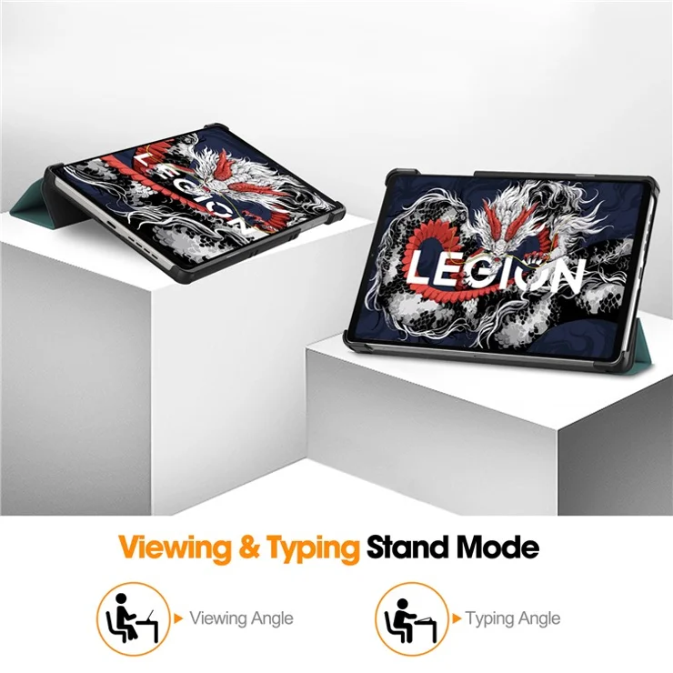 For Lenovo Legion Y700 (2025) Case Anti-Drop Leather Stand Tablet Cover - Blackish Green