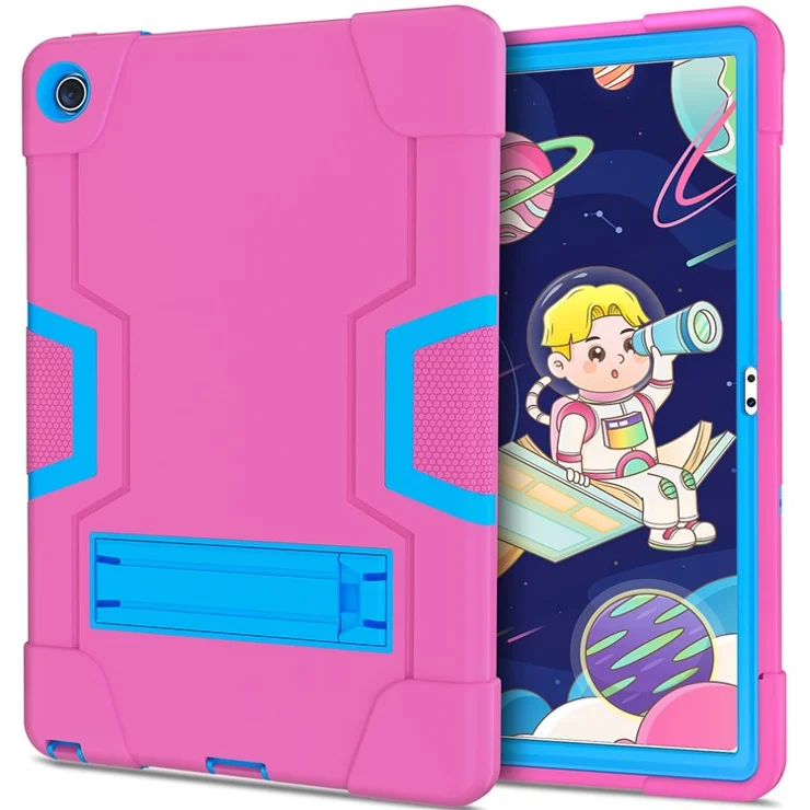 For Lenovo Tab M10 Plus (3rd Gen) / Xiaoxin Pad 2022 10.6 inch 125FU / 128FU Protective Case Robot Pattern Silicone+PC Tablet Anti-Scratch Cover Shockproof Portable Kickstand Case - Rose / Blue