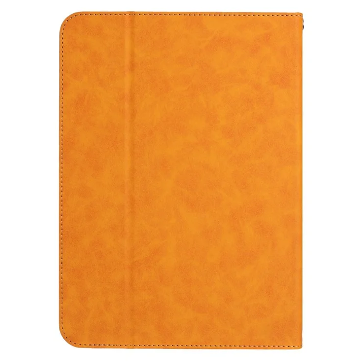 For 7-8 inch Universal Tablet Case Retro Cowhide Texture Leather Cover with Card Holder - Yellow