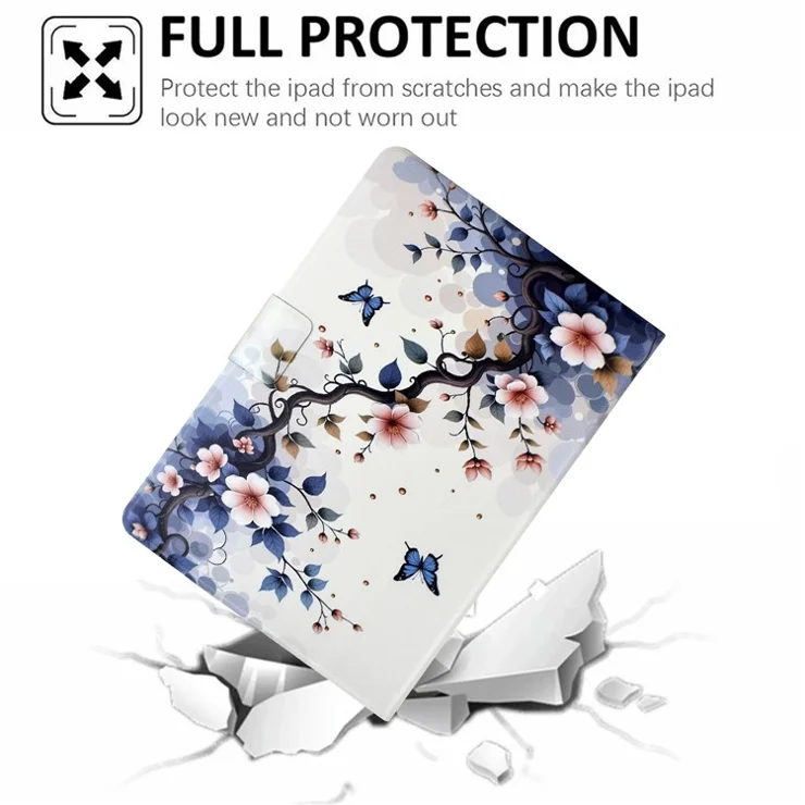 Stand Case for iPad mini (2024) / (2021) Pattern Printing Tablet Leather Cover with Auto Wake / Sleep - Pink Flower