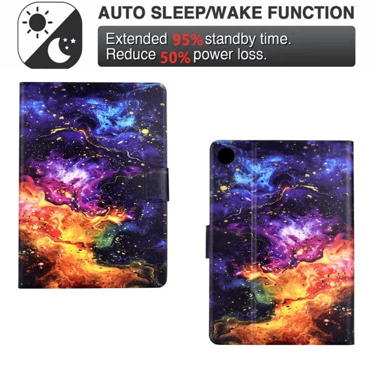 Stand Case for Samsung Galaxy Tab A8 10.5 (2021) X205 / X200 Pattern Printing Tablet Leather Cover - Nebula
