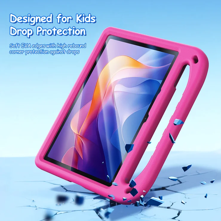 Kinder-Schutzhülle Für Xiaomi Redmi Pad 2 11 Zoll (2025) – Stoßfest, Mit Tragegurt, Magenta