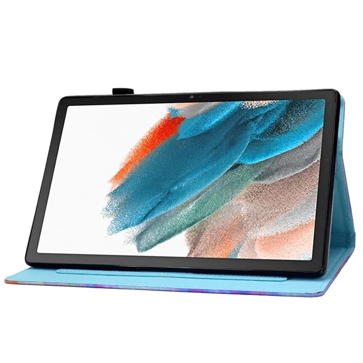 For Samsung Galaxy Tab A8 10.5 (2021) SM-X200 / X205 / Tab A8 10.5 (2022) PU Leather Pattern Printing Cover Smart Folio Stand Stitching Case with Card Slots and Pencil Holder - Sunflower