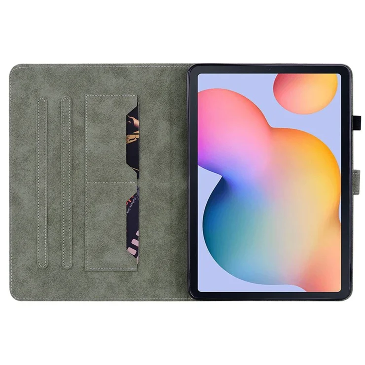 For Samsung Galaxy Tab S6 Lite (2020) / (2022) / (2024) Case Cute Stand Card Slot PU Leather Tablet Cover - Black