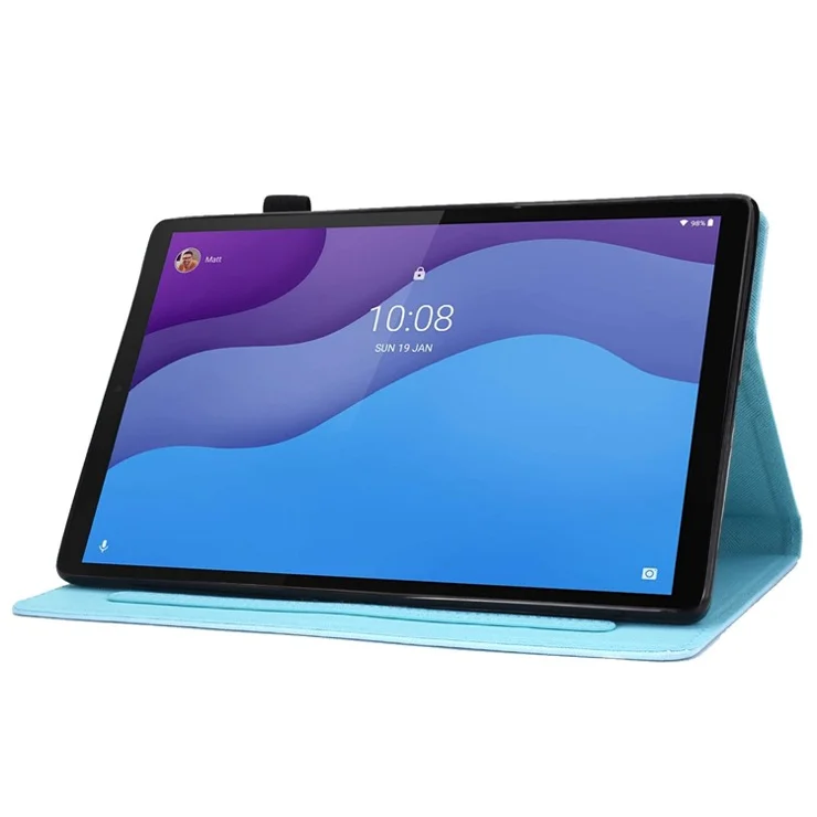 For Lenovo Tab M10 HD Gen 2 TB-X306 Stitching Leather Pattern Printing Tablet Case Card Slots Magnetic Folio Flip Stand Shell Cover with Pencil Holder - Panda