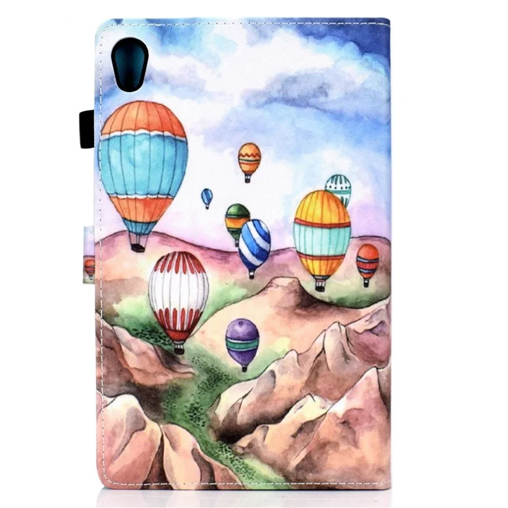 For Lenovo Tab M10 HD Gen 2 TB-X306 Stitching Leather Pattern Printing Tablet Case Card Slots Magnetic Folio Flip Stand Shell Cover with Pencil Holder - Balloons