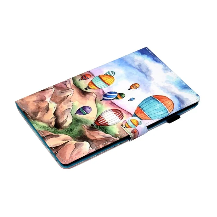 For Lenovo Tab M10 HD Gen 2 TB-X306 Stitching Leather Pattern Printing Tablet Case Card Slots Magnetic Folio Flip Stand Shell Cover with Pencil Holder - Balloons