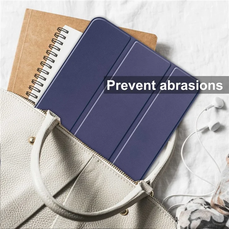 For iPad (2025) / 10.9 (2022) PU Leather Protective Case Drop-Proof Tri-Fold Stand Tablet Cover with Auto Wake / Sleep - Blue