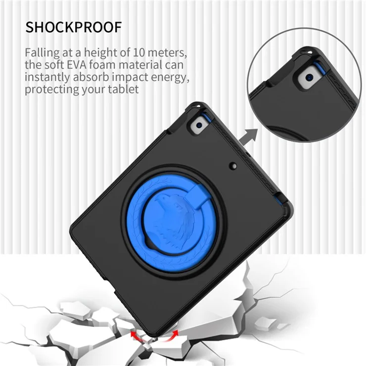 For iPad 10.2 (2019) / (2021) / (2020) / Air 10.5 inch (2019) Anti-scratch EVA Case with Shoulder Strap / Waterproof Screen Protector Shockproof Cover Portable Tablet Case - Black