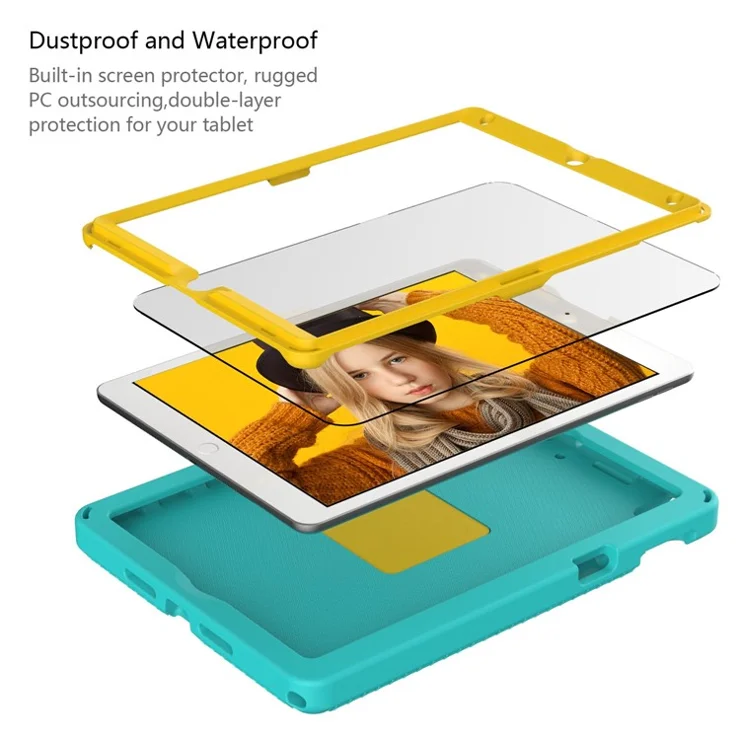 For iPad 10.2 (2019) / (2021) / (2020) / Air 10.5 inch (2019) Anti-scratch EVA Case with Shoulder Strap / Waterproof Screen Protector Shockproof Cover Portable Tablet Case - Light Green
