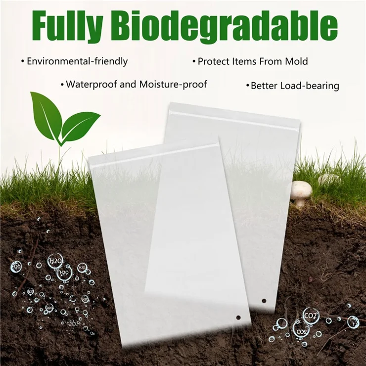 100Pcs / Pack 19 x 10cm PBAT+PLA Seal Zipper Bags Biodegradable Resealable Zip Bags Self Locking Bags for Phone Cases, Screws, Small Items