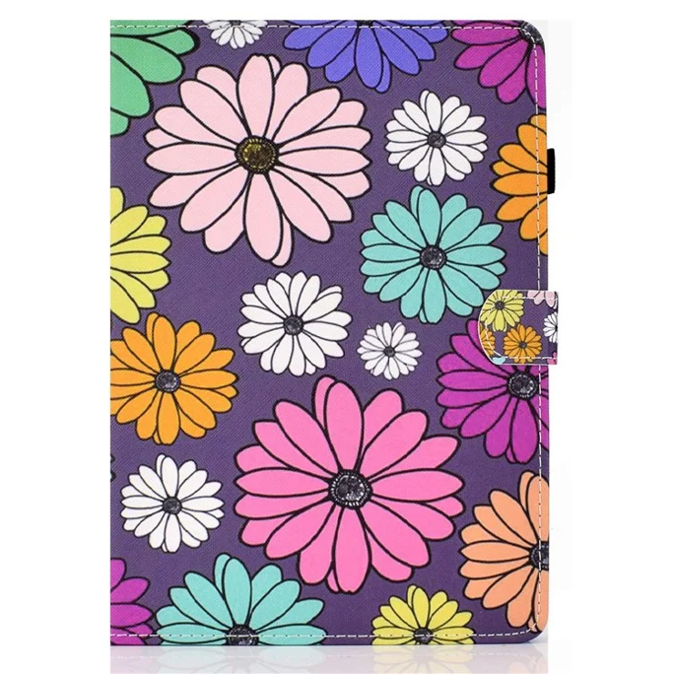 For Samsung Galaxy Tab A 10.1 (2016) (T580 / T585) Shockproof PU Leather Tablet Case Stitching Pattern Printed Magnetic Closure Tablet Stand Cover with Card Slots - Daisies