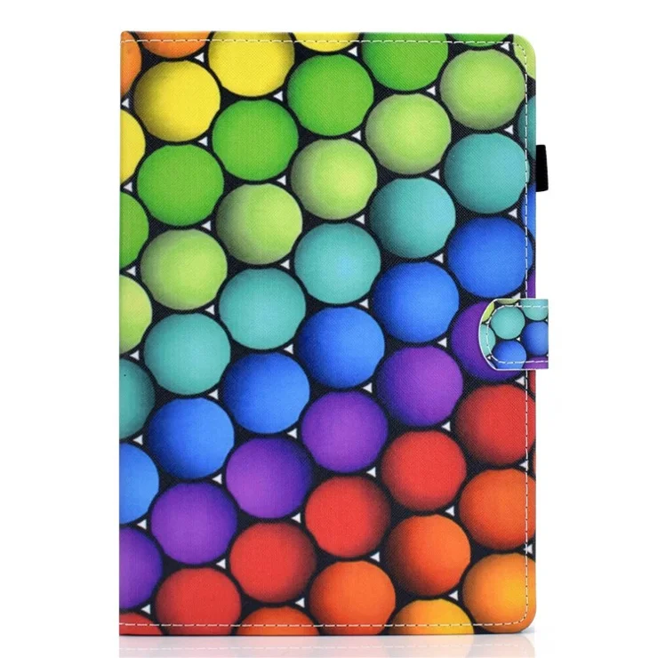 For Samsung Galaxy Tab A 10.1 (2016) (T580 / T585) Shockproof PU Leather Tablet Case Stitching Pattern Printed Magnetic Closure Tablet Stand Cover with Card Slots - Colored Circle