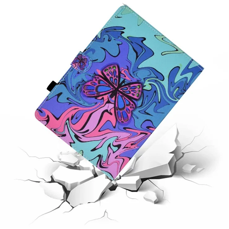 For Samsung Galaxy Tab A 10.1 (2016) (T580 / T585) Shockproof PU Leather Tablet Case Stitching Pattern Printed Magnetic Closure Tablet Stand Cover with Card Slots - Butterfly