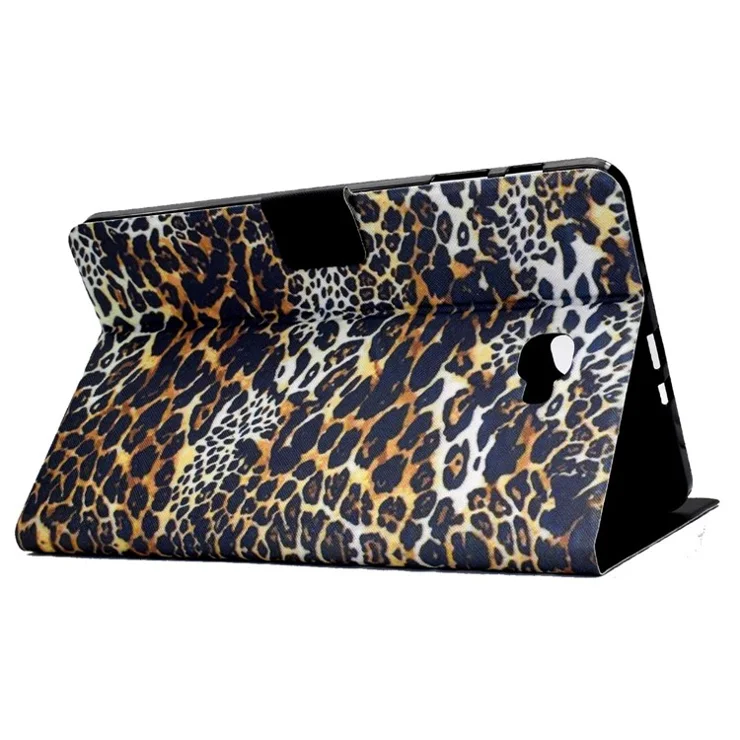 For Samsung Galaxy Tab A 10.1 (2016) T580 / T585 Shockproof Pattern Printing Cover PU Leather Stand Case with Card Slots - Leopard Print