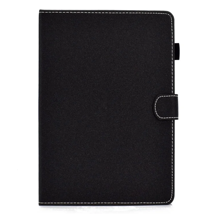 For Samsung Galaxy Tab A 10.1 (2016) (T580 / T585) Stitched PU Leather Case Solid Color Shockproof Cover Magnetic Closure Tablet Case with Stand / Card Slots - Black