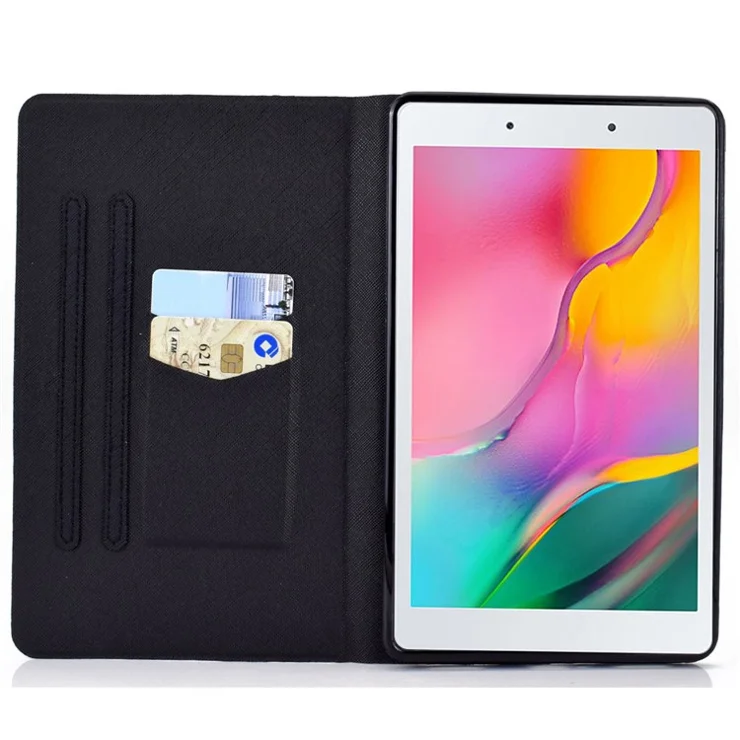 For Samsung Galaxy Tab A 8.0 (2019) SM-T290 (Wi-Fi) / SM-T295 (LTE) Pattern Printing Tablet Case PU Leather Magnetic Clasp Stand Cover with Card Pocket - Colorful Pineapple