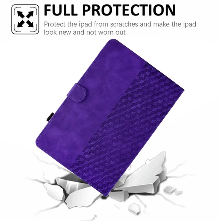 Anti-Fall Folio Flip Case for Universal 8 inch Tablet Protective Cover Pattern Imprinted Solid Color Auto Wake / Sleep Leather Case with Card Slots / Stand - Purple