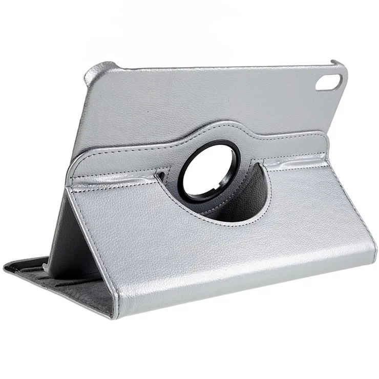 For iPad (2025) / 10.9 (2022) Protective Case Rotary Stand PU Leather Anti-Drop Tablet Cover with Elastic Band - Grey