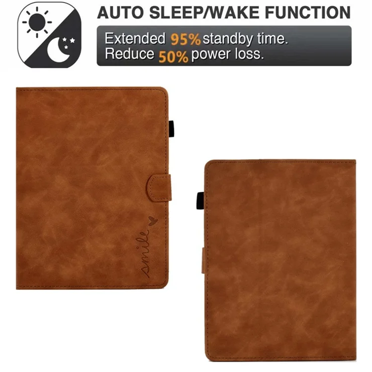 Pattern Imprinted Case for 8-inch Tablet, Card Slot Design PU Leather Folio Stand Cover with Pen Holder, Support Auto Sleep / Wake - Brown