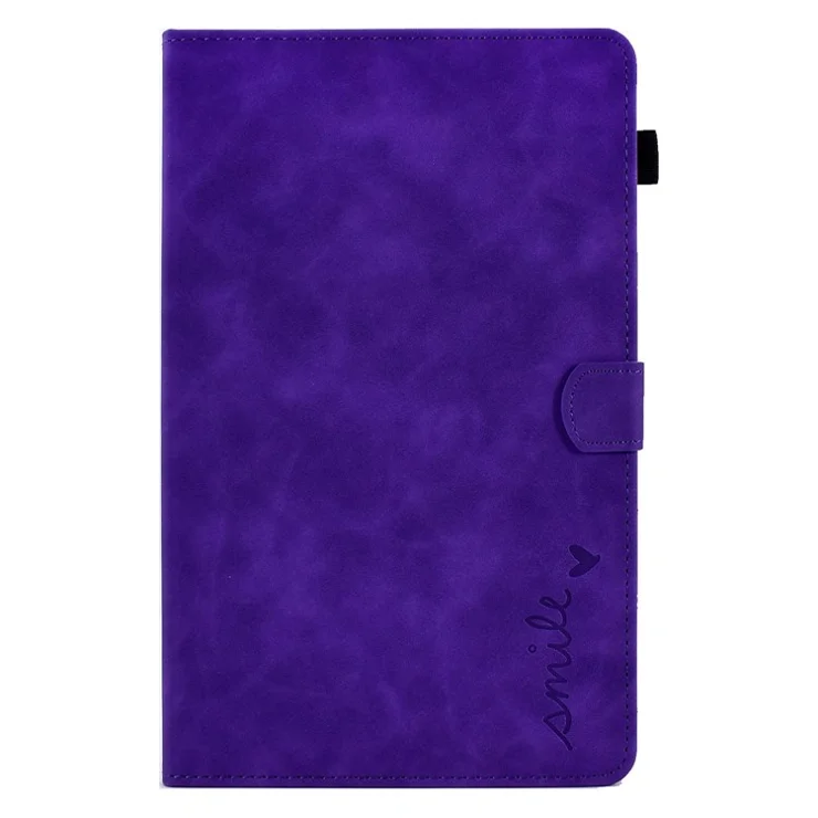 For Lenovo Tab M10 HD Gen 2 X306 10.1" PU Leather Folio Stand Case Pattern Imprinted Magnetic Clasp Smart Cover with Card Slots and Pen Holder - Purple