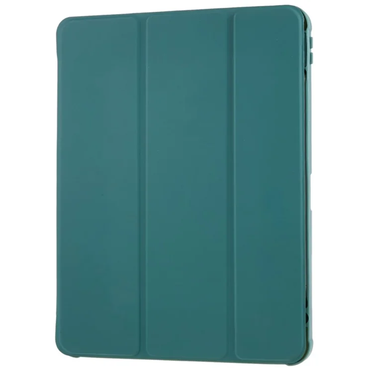 For iPad Pro 11 (2018) / (2020) / (2021) / (2022) Protective Case PU Leather + TPU + Acrylic Tablet Case Tri-fold Stand Shockproof Cover - Midnight Green