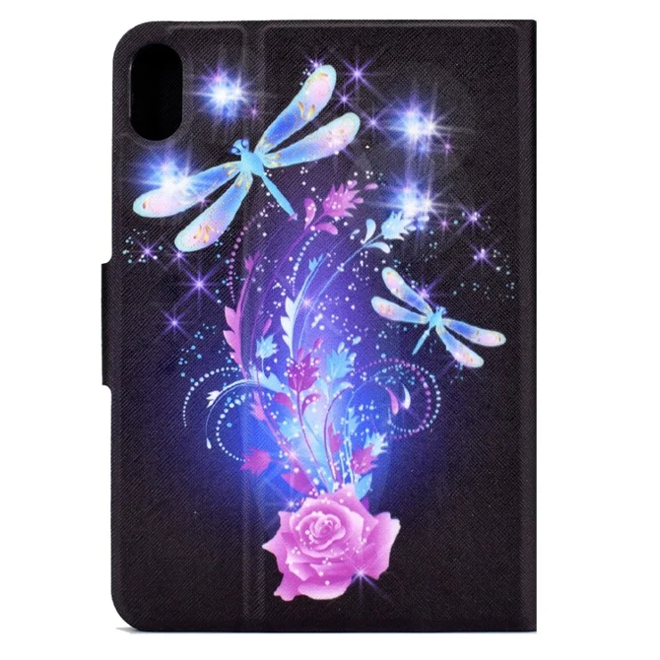 For iPad (2025) / 10.9 (2022) Pattern Printing Tablet Case PU Leather Stand Smart Cover with Card Holder - Dragonfly