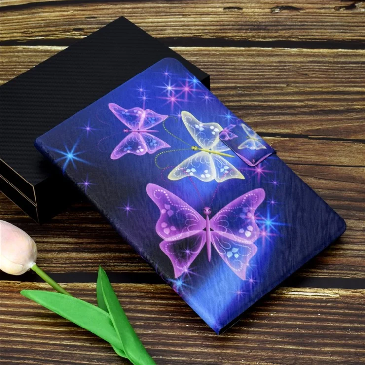 For iPad (2025) / 10.9 (2022) Pattern Printing Tablet Case PU Leather Stand Smart Cover with Card Holder - Starry Sky / Butterfly