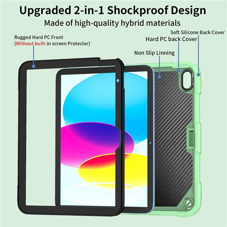 Shockproof Case for iPad (2025) / 10.9 (2022) Butterfly Shape Kickstand Tablet Case with Shoulder Strap - Green