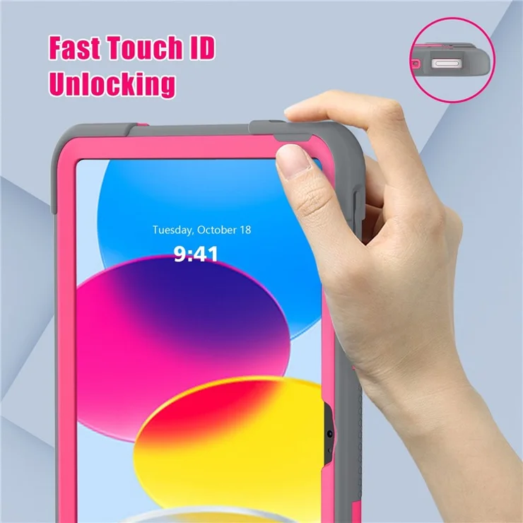 For iPad (2025) / 10.9 (2022) Robot Style Silicone + PC Tablet Case Color Contrast Anti-Fall Kickstand Protective Case - Grey / Rose