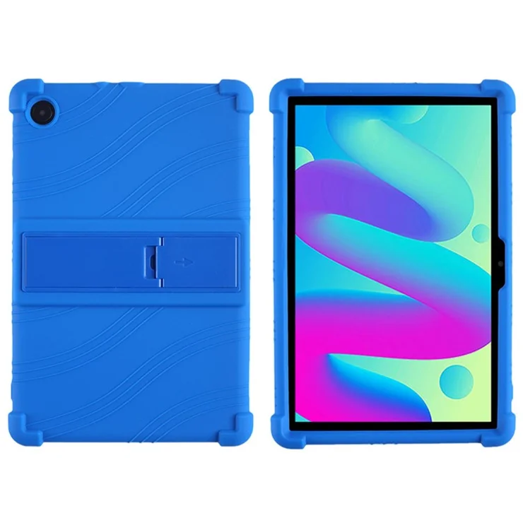 For TCL Tab 10L / Tab 10 HD 4G Soft Skin Silicone Protective Case Honey Comb Multi-Angle Kickstand Tablet Cover - Dark Blue